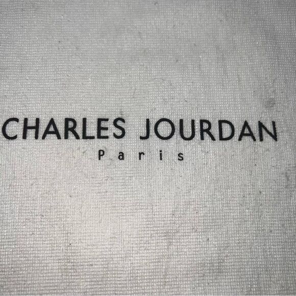 Charles Jourdan Paris White with Black Print Synthetic Drawstring Dust Bag - Picture 2 of 5
